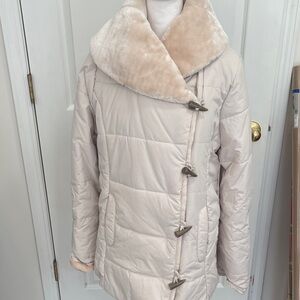 DENNIS by DENNIS BASSO BEIGE PUFFER JACKET SZ MEDIUM